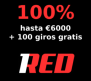 100% hasta 6000 € + 100 Giros gratis en 1RED Casino con codigo