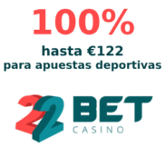 100% hasta 122 € para apuestas deportivas en 22BET Casino