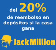 Reembolso del 20% en tus depósitos si la casa gana en Jack Million