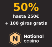 50% hasta 250€ + 100 giros gratis en Book of Cats en National Casino